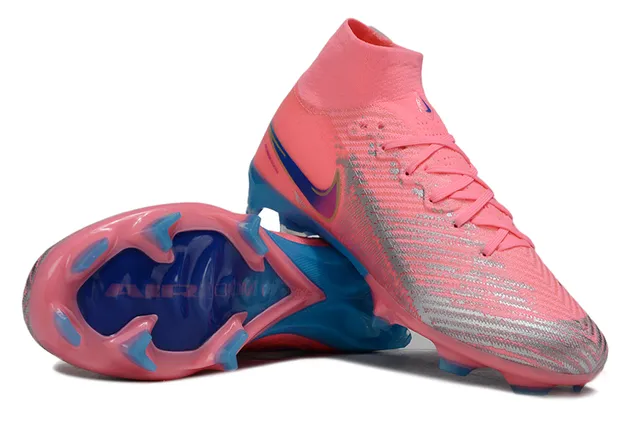 Nike Mercurial Superfly Tênis de futebol rosa azul gola alta tipo meias gramado firme 5