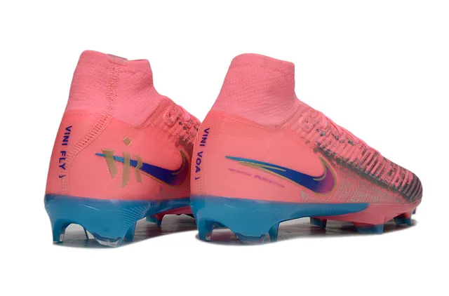 Nike Mercurial Superfly Tênis de futebol rosa azul gola alta tipo meias gramado firme 6