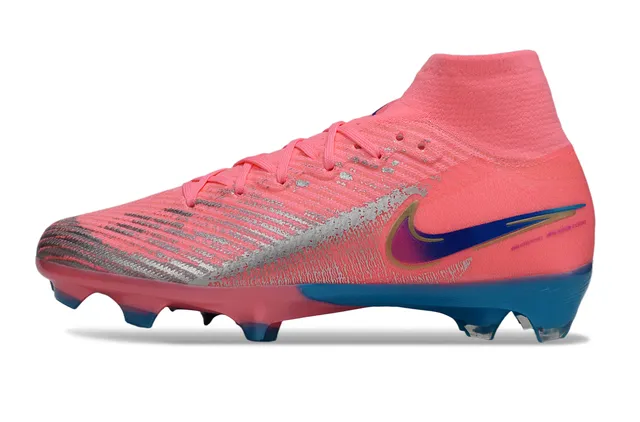Nike Mercurial Superfly Tênis de futebol rosa azul gola alta tipo meias gramado firme 7