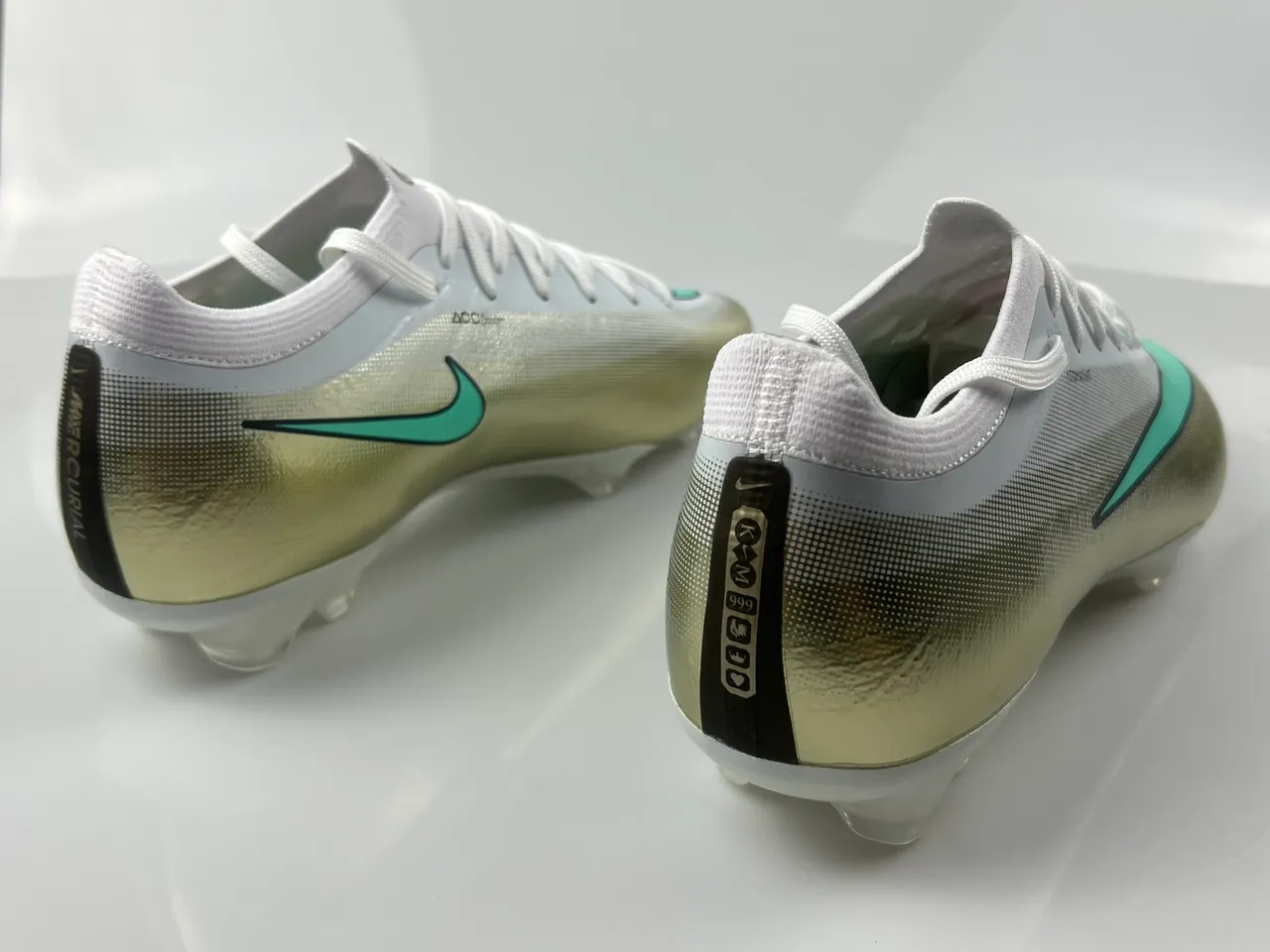 Nike Mercurial Vapor Superposition métallique dorée verte Mint Swoosh Firm-Ground Chaussures de football 3