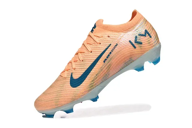 Nike Mercurial Vapor KM Peach Blue Botines de fútbol para terreno firme 4