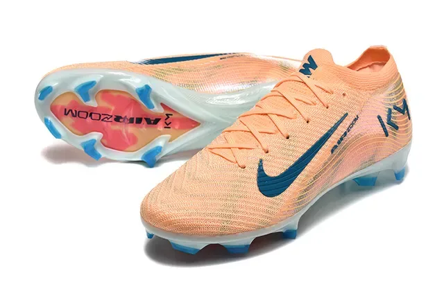 Nike Mercurial Vapor KM Peach Blue Botines de fútbol para terreno firme 6