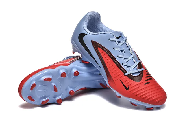 Nike Mercurial Vapor हल्का नीला और लाल फर्म-ग्राउंड सोकर जूते 7