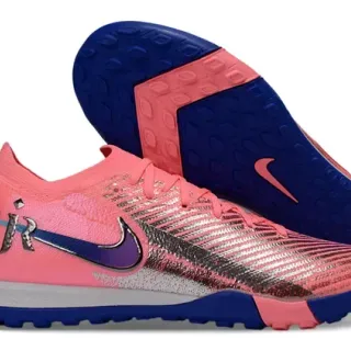 Nike Mercurial Vapor Upper Knit Rosa Azul Tiras Refletoras Prateadas Sapatos de Futebol Turf
