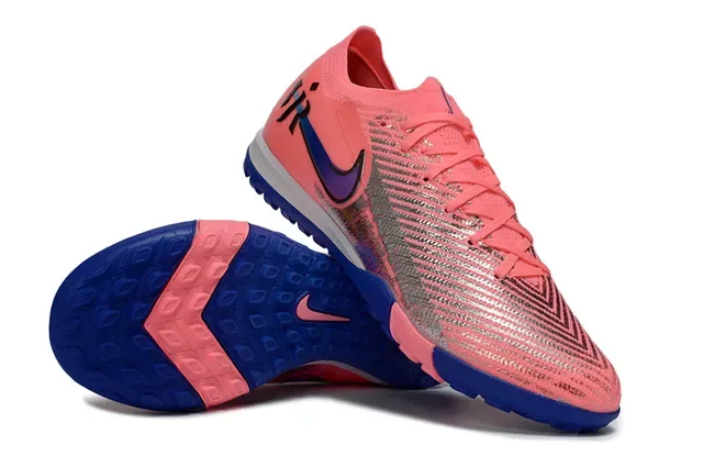 Nike Mercurial Vapor Upper Knit Rose Bleu Bandes Réfléchissantes Argentées Chaussures de Football Turf 2
