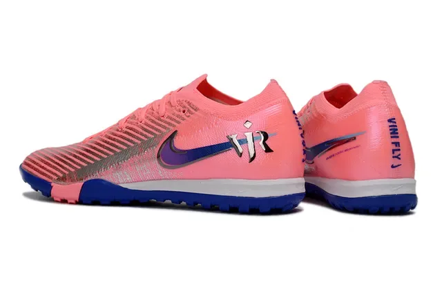 Nike Mercurial Vapor Upper Knit Rose Bleu Bandes Réfléchissantes Argentées Chaussures de Football Turf 4