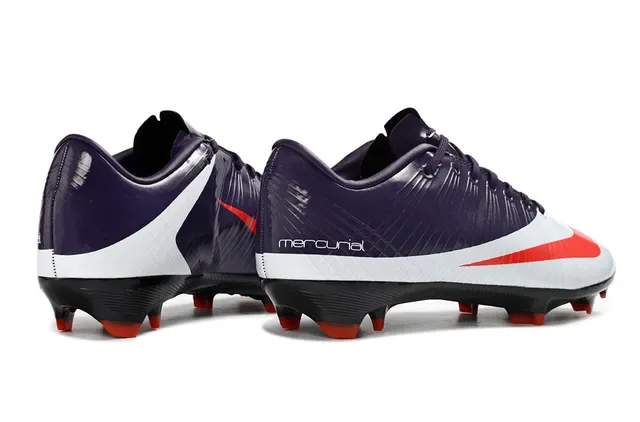 Nike Mercurial Vapor Roxo Vermelho Sapatos de Futebol Baixo Sintético Textura Acanalada Gramado Firme 5