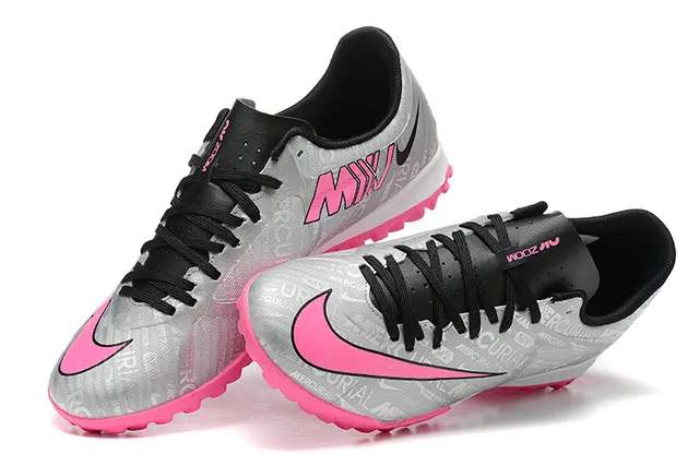 Nike Mercurial Vapor Silver Pink Low-Cut Synthetic Upper Repeated Graphic Print Turf Soccer Shoes 2