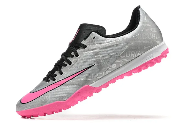 Nike Mercurial Vapor Silver Pink Low-Cut Synthetic Upper Repeated Graphic Print Turf Soccer Shoes 4