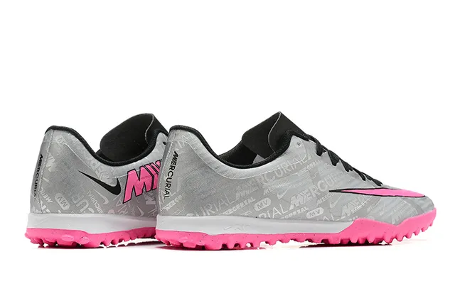 Nike Mercurial Vapor Silver Pink Low-Cut Synthetic Upper Repeated Graphic Print Turf Soccer Shoes 5