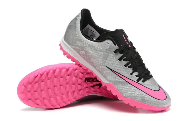 Nike Mercurial Vapor Silver Pink Low-Cut Synthetic Upper Repeated Graphic Print Turf Soccer Shoes 6