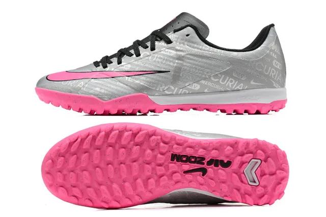 Nike Mercurial Vapor Silver Pink Low-Cut Synthetic Upper Repeated Graphic Print Turf Soccer Shoes 9