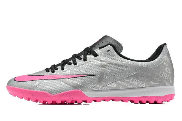 Nike Mercurial Vapor Silver Pink Low-Cut Synthetic Upper Repeated Graphic Print Turf Soccer Shoes 10