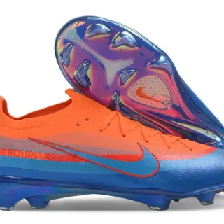 Nike Orange Bleu basse ajustement chaussette supérieur translucide iridescent contrefiche talon terrain ferme chaussures de soccer