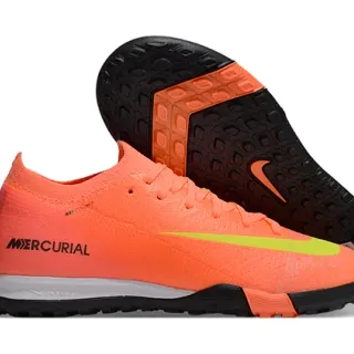 Nike أحذية كرة القدم الداخلية منخفضة القطع بقماش محبوك برتقالي وأخضر مع لمسة سووش نيون لايم