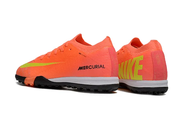 Nike Orange Green Low-Cut Knit Upper Neon Lime Swoosh Accent Indoor Soccer Shoes 4