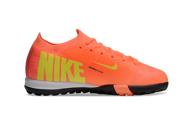 Nike Orange Green Low-Cut Knit Upper Neon Lime Swoosh Accent Indoor Soccer Shoes 5