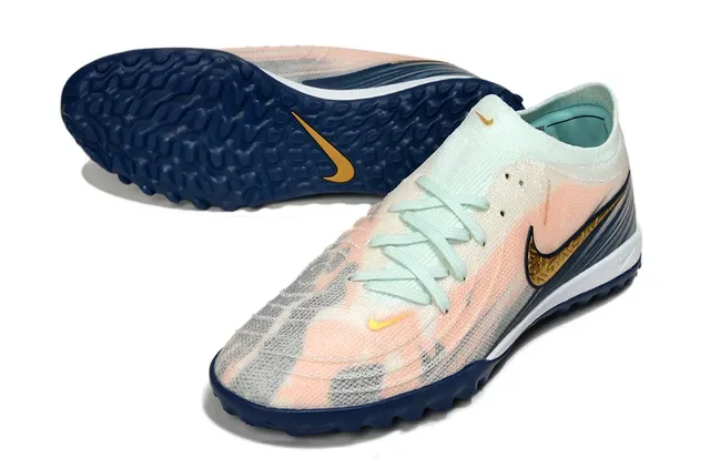 Nike Orange Navy Knit Upper Gradient Mesh Turf Soccer Shoes 4