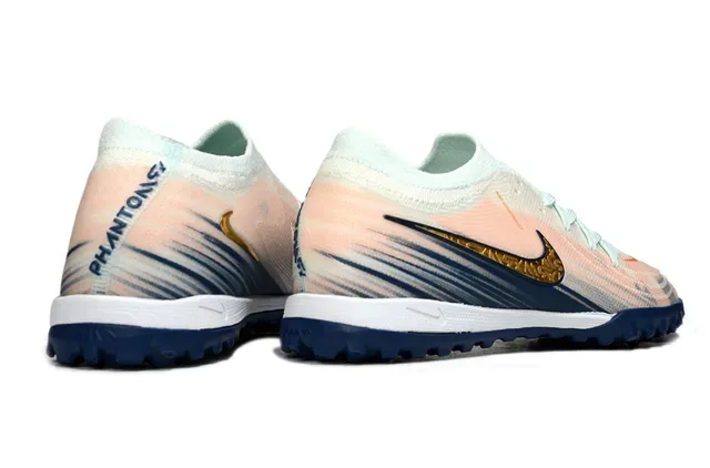 Nike Orange Navy Knit Upper Gradient Mesh Turf Soccer Shoes 5