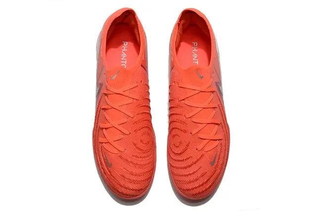 Nike Orange Silver Low-Cut Knit Upper Conical Studs Turf Soccer Shoes 2