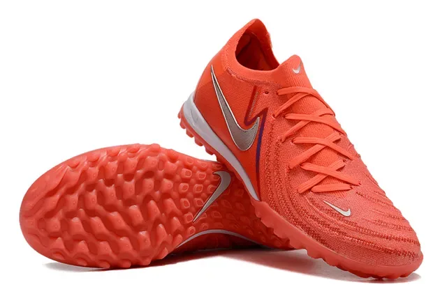 Nike Orange Silver Low-Cut Knit Upper Conical Studs Turf Soccer Shoes 3