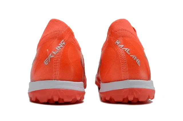 Nike Orange Silver Low-Cut Knit Upper Conical Studs Turf Soccer Shoes 4