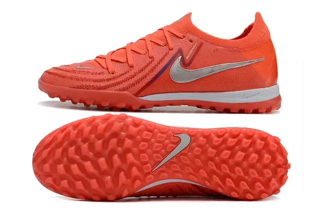 Nike Orange Silver Low-Cut Knit Upper Conical Studs Turf Soccer Shoes 5