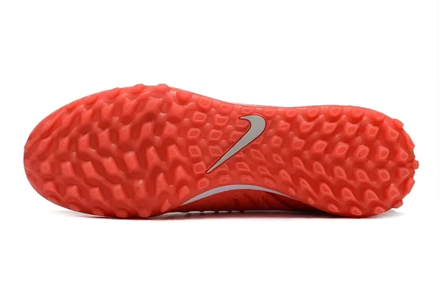 Nike Orange Silver Low-Cut Knit Upper Conical Studs Turf Soccer Shoes 6