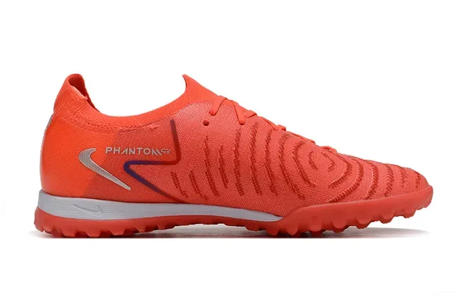 Nike Orange Silver Low-Cut Knit Upper Conical Studs Turf Soccer Shoes 7