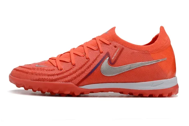 Nike Orange Silver Low-Cut Knit Upper Conical Studs Turf Soccer Shoes 8