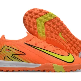 Nike Orange Yellow Knit Upper Low-Cut Collar Turf Soccer Shoes