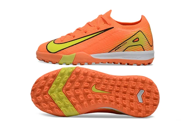 Nike Orange Yellow Knit Upper Low-Cut Collar Turf Soccer Shoes 6