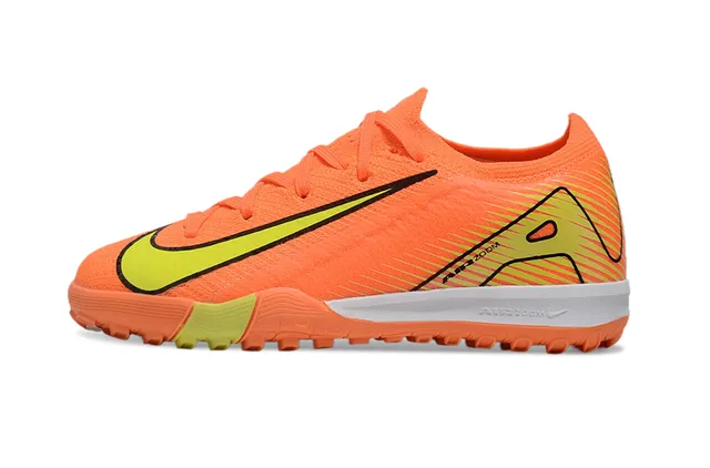 Nike Orange Yellow Knit Upper Low-Cut Collar Turf Soccer Shoes 7
