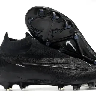 Nike Phantom GT Black White Sock-Fit Knit Upper Molded TPU Studs Firm-Ground Soccer Shoes