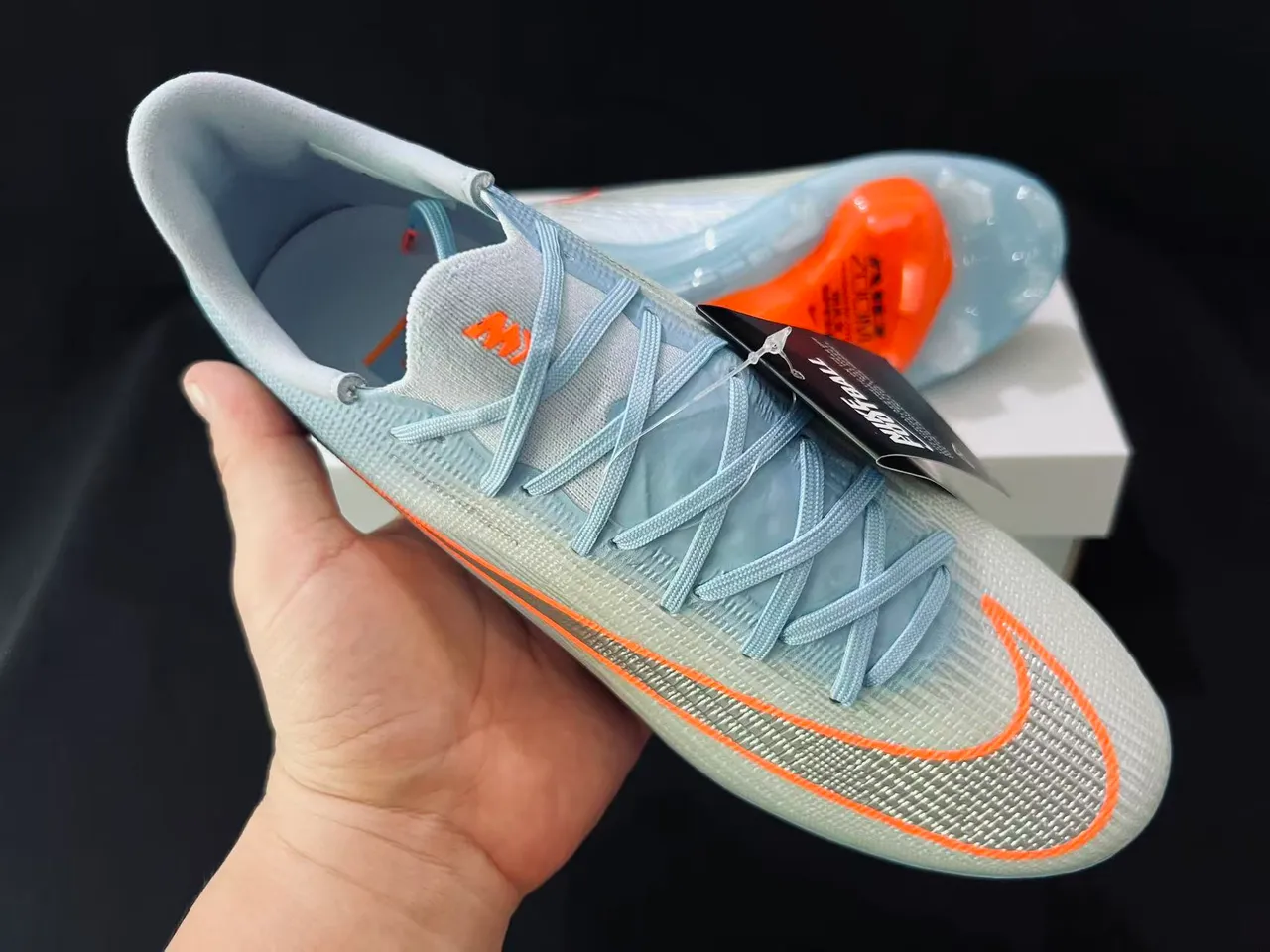 Nike Phantom GT Azul Laranja Flyknit Upper Colarinho Baixo Superfície Firme Sapatos de Futebol 12