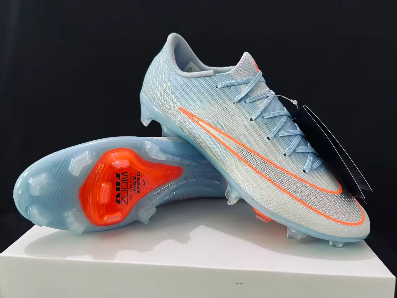 Nike Phantom GT Azul Laranja Flyknit Upper Colarinho Baixo Superfície Firme Sapatos de Futebol 17