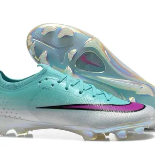 Nike Phantom GT Blue Silver Coupe Basse Tricot Supérieur Cage Iridescente TPU Terrain Ferme Chaussures de Football