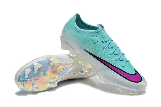 Nike Phantom GT Blue Silver Coupe Basse Tricot Supérieur Cage Iridescente TPU Terrain Ferme Chaussures de Football 7