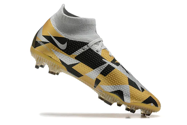 Nike Phantom GT Gold Black हाई-कट सोक-फिट कॉलर फर्म-ग्राउंड फुटबॉल जूते 3