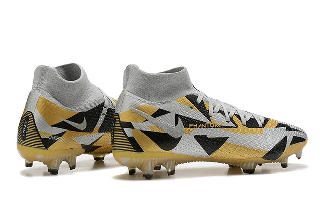 Nike Phantom GT Gold Black हाई-कट सोक-फिट कॉलर फर्म-ग्राउंड फुटबॉल जूते 5