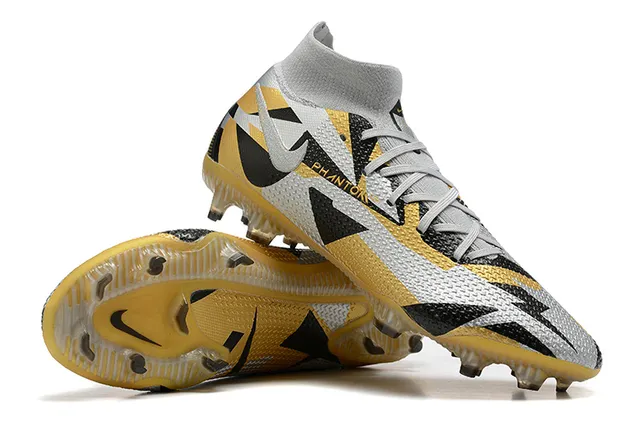 Nike Phantom GT Gold Black हाई-कट सोक-फिट कॉलर फर्म-ग्राउंड फुटबॉल जूते 6