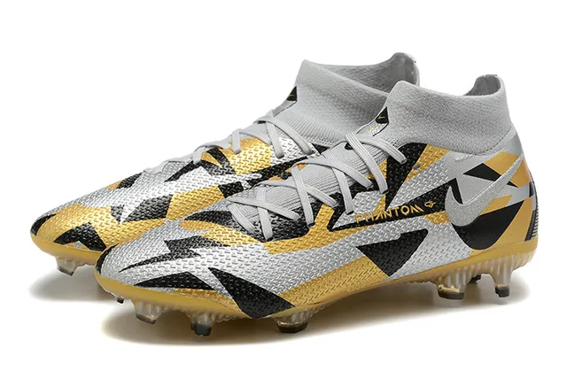 Nike Phantom GT Gold Black हाई-कट सोक-फिट कॉलर फर्म-ग्राउंड फुटबॉल जूते 8
