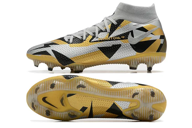 Nike Phantom GT Gold Black हाई-कट सोक-फिट कॉलर फर्म-ग्राउंड फुटबॉल जूते 9