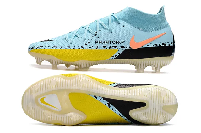 Nike Phantom GT হালকা নীল কমলা হলুদ কালো দৃঢ় মাটি ফুটবল জুতা 2