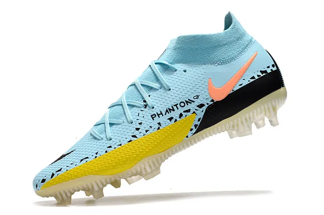 Nike Phantom GT হালকা নীল কমলা হলুদ কালো দৃঢ় মাটি ফুটবল জুতা 4
