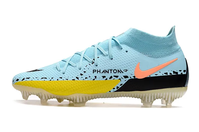 Nike Phantom GT হালকা নীল কমলা হলুদ কালো দৃঢ় মাটি ফুটবল জুতা 5