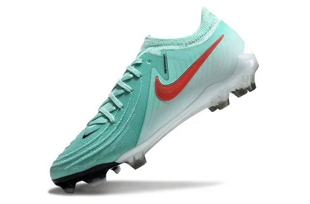 Nike Phantom GT verde menta e vermelho Sapatos de futebol para solo firme 3