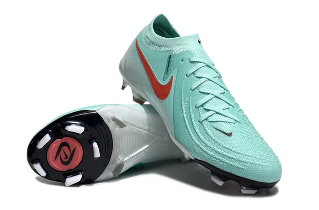 Nike Phantom GT verde menta e vermelho Sapatos de futebol para solo firme 4