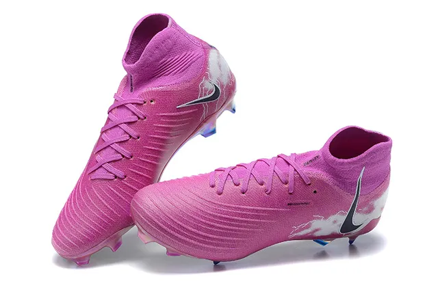 Nike Phantom GT rosa branco baixo colar ajuste meia solo firme tênis de futebol 2