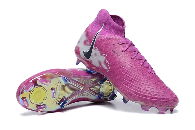 Nike Phantom GT rosa branco baixo colar ajuste meia solo firme tênis de futebol 6